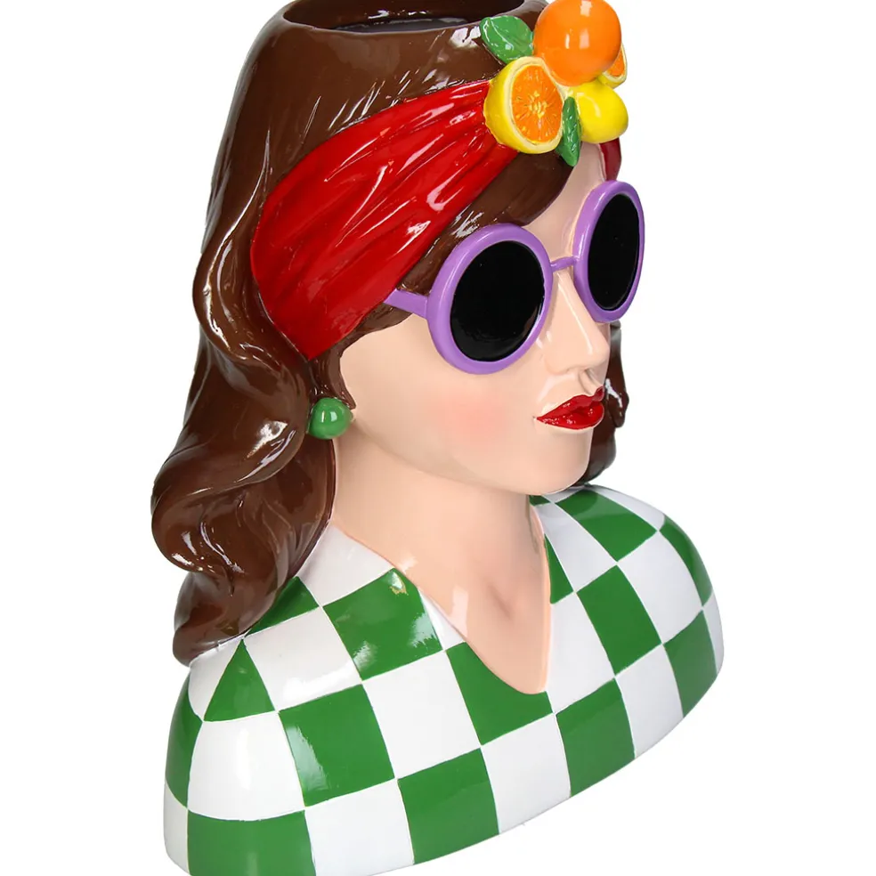 Vase femme châtin multicolore h29cm