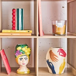 Vase femme citron en dolomite multicolore h24.5cm - Mocoa