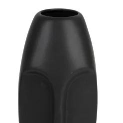 Vase mate face noir h24cm en gres