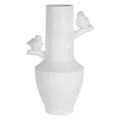Vase moineau en résine blanc h35.5cm