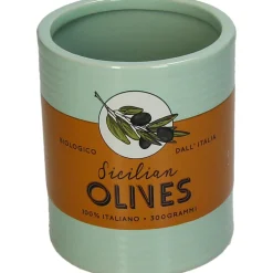 Vase olives en faïence multicolore 11x11x13.3cm