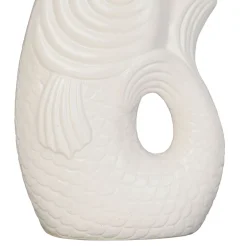 Vase Poisson en gres blanc h39cm