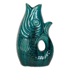 Vase Poisson en gres vert emeraude h39cm