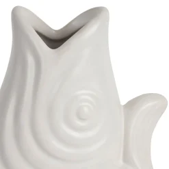 Vase poisson en grès blanc h19.5 cm - Mer
