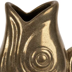 Vase poisson en grès doré h30.5 cm - Mer