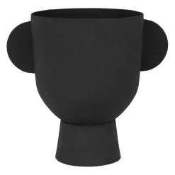 Vase pour fleur séchée en fer noir - terre brulée