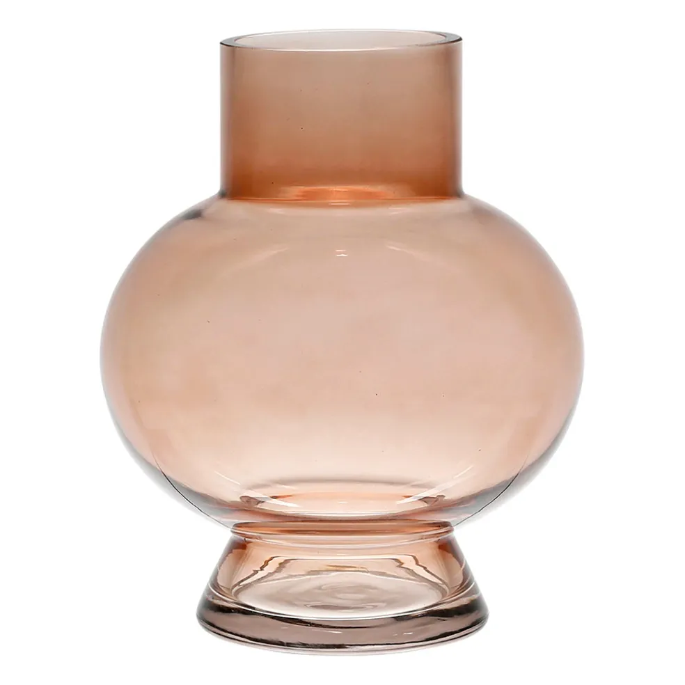 Vase rond brun en verre - madeira