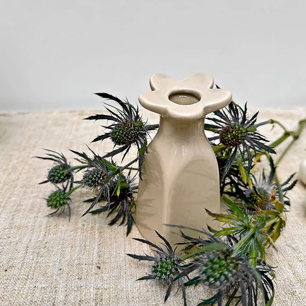 Vase soliflore en faïence sable h11cm