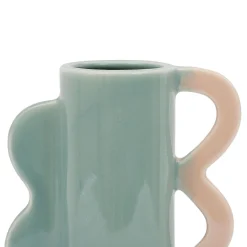 Vase vert et corail en grès - funny