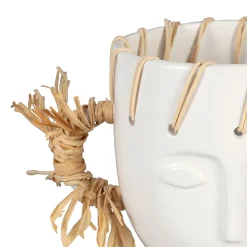 Vase visage en dolomite écru h17cm - Visage-Arty