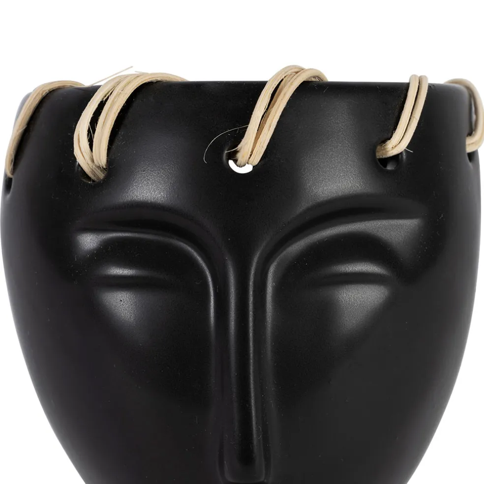 Vase visage en dolomite noir h14cm - Visage-Arty