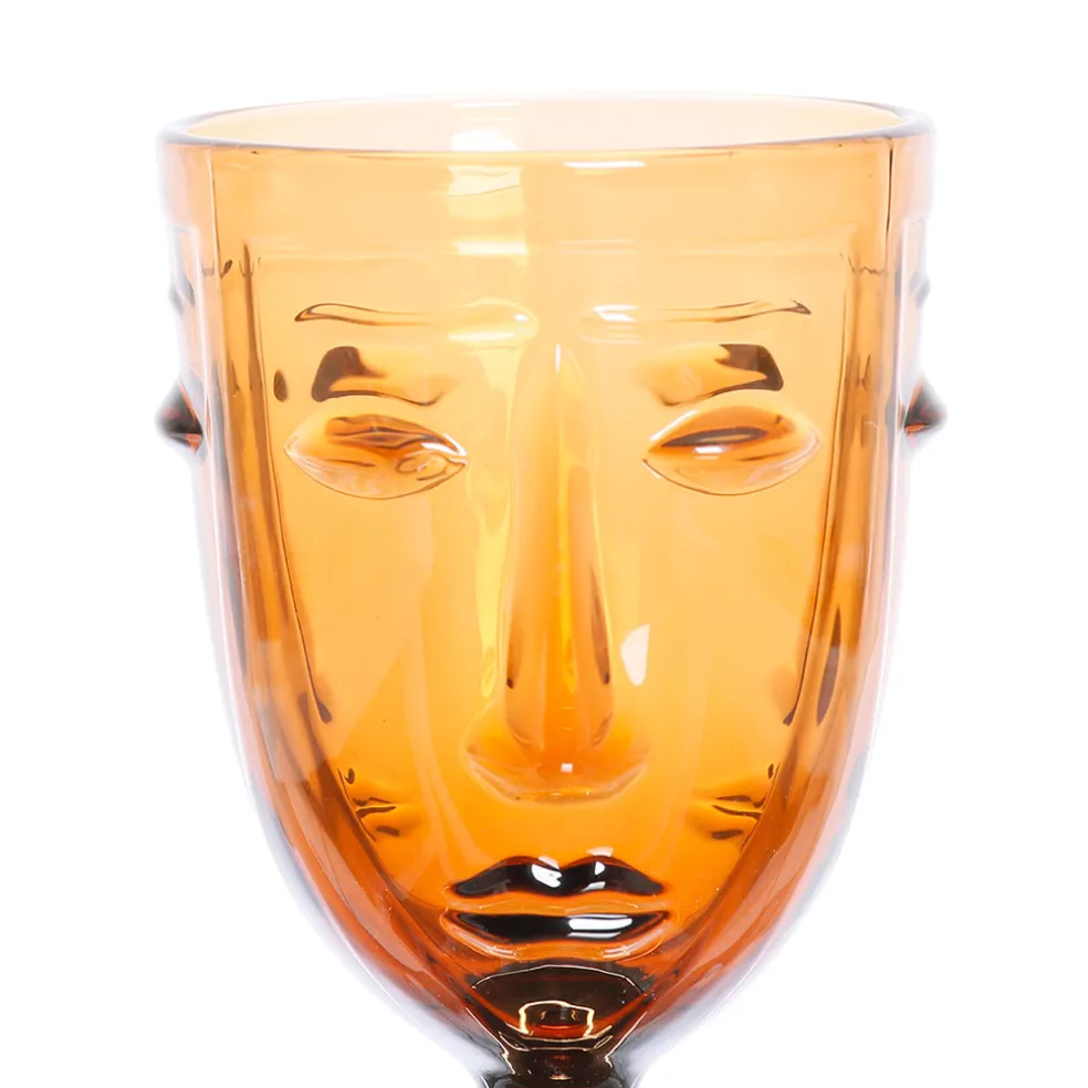 Verre à pied visage ambre