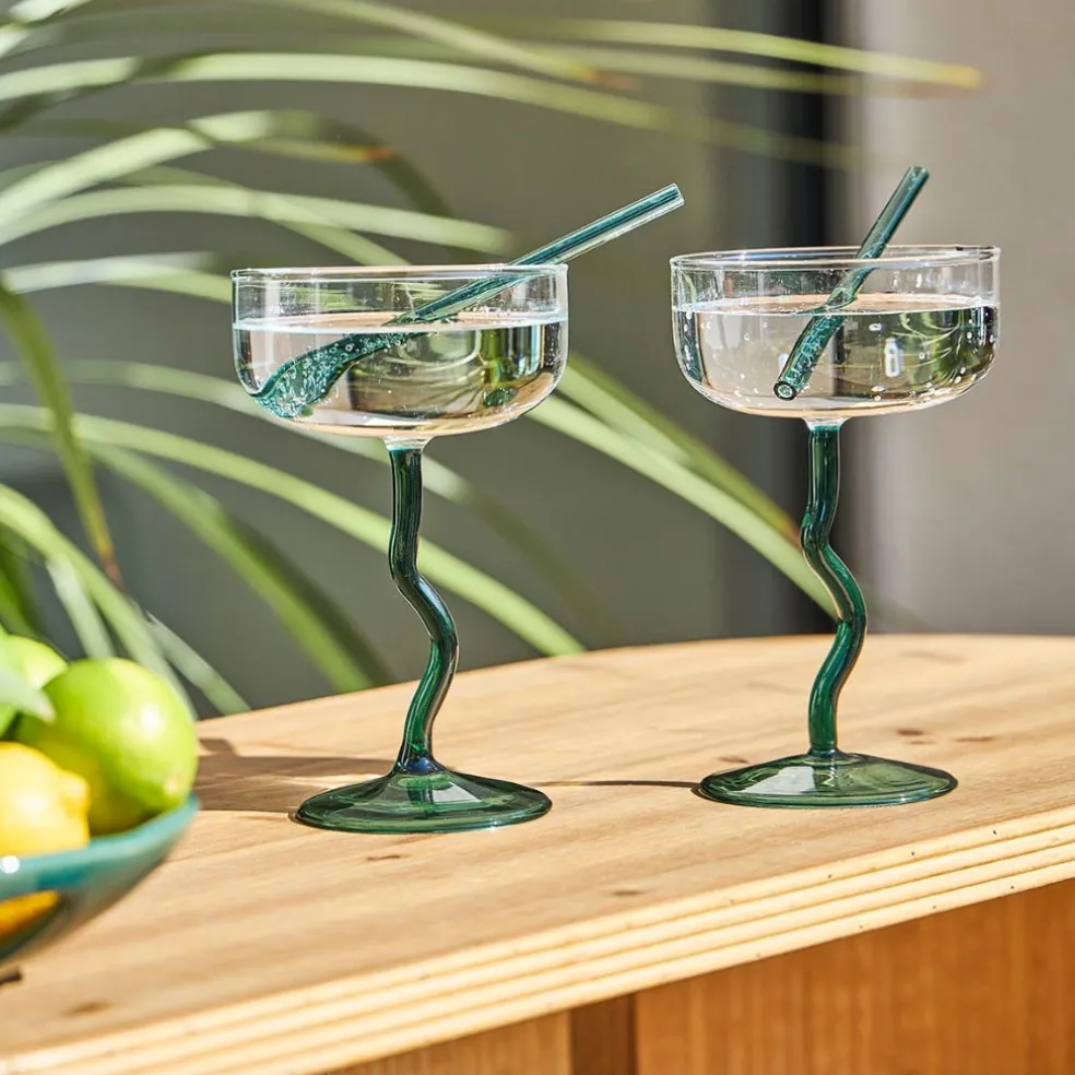 Verre a pied en verre emeraude - Funny