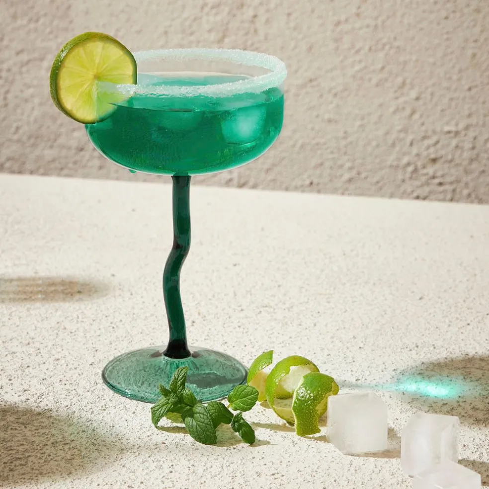 Verre a pied en verre emeraude - Funny