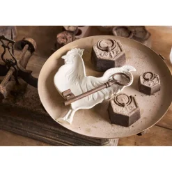 Vide poche coq en fonte blanc cassé - Basse-Cour