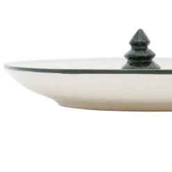 Vide poche en grès ecru et vert 14x14xh4cm - Mon sapin