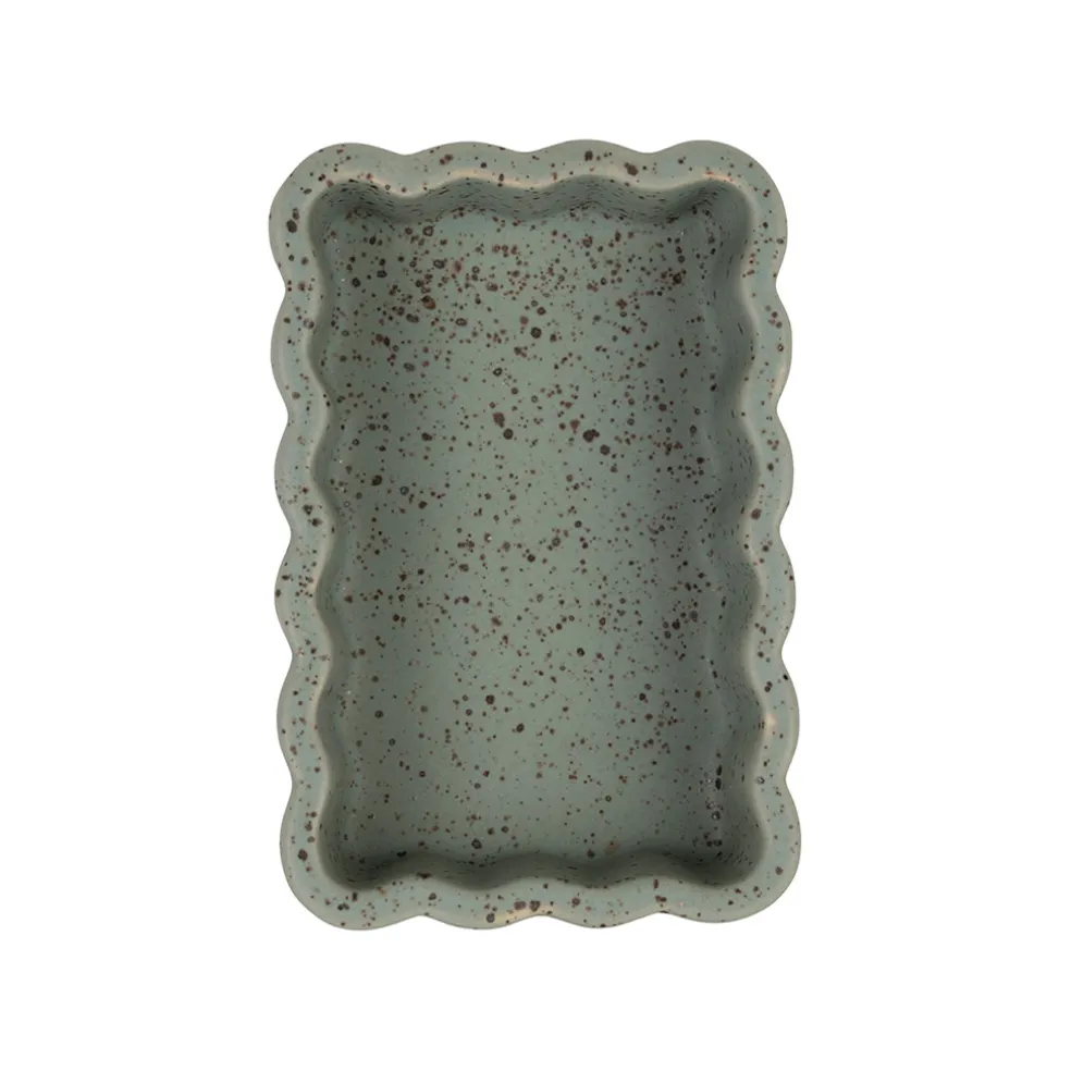 Vide poche en grès sauge moucheté 14x10cm - Aurore