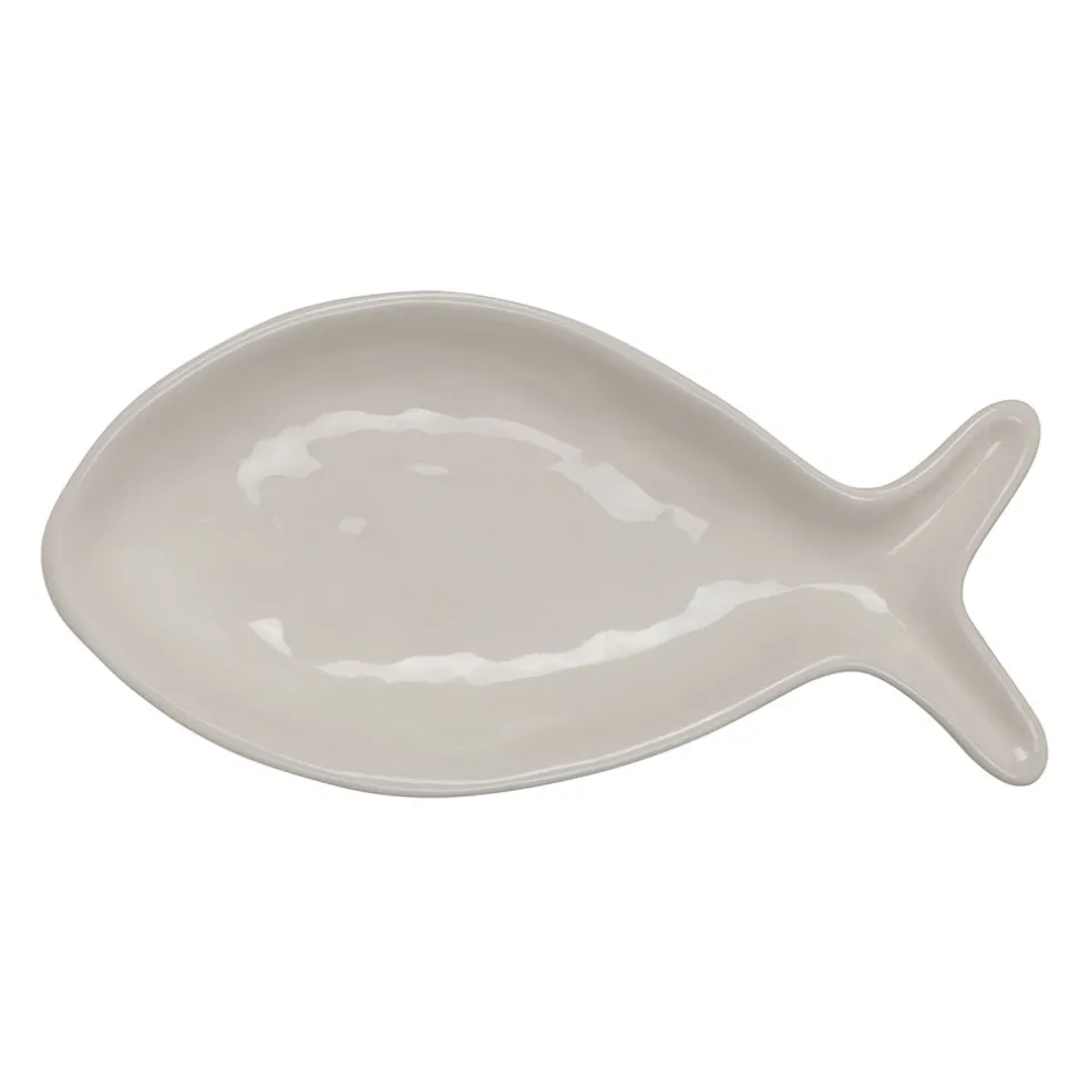 Vide poche poisson en dolomite écru 20x10cm