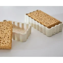 Vide poche rectangle en grès beige 14x9cm - Aurore