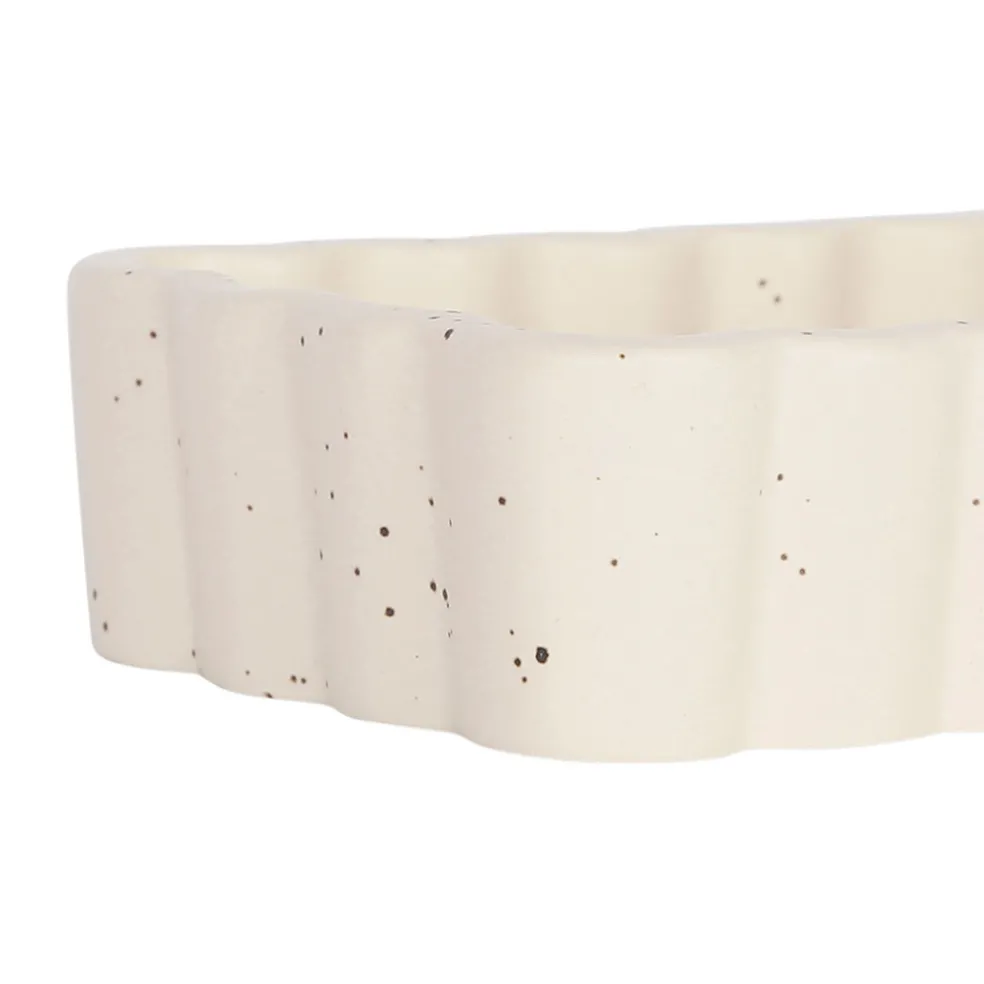 Vide poche rectangle en grès beige 14x9cm - Aurore