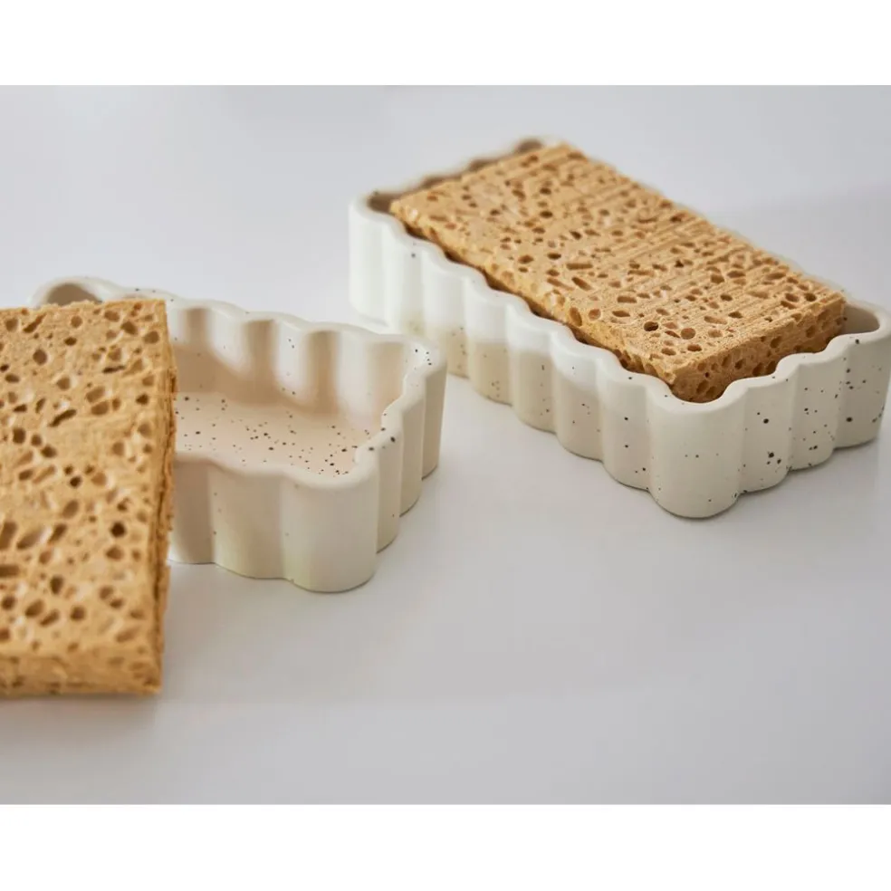 Vide poche rectangle en grès beige 18x10cm - Aurore