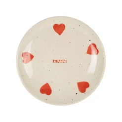 Vide poche rond en grès blanc moucheté d12cm - Famille