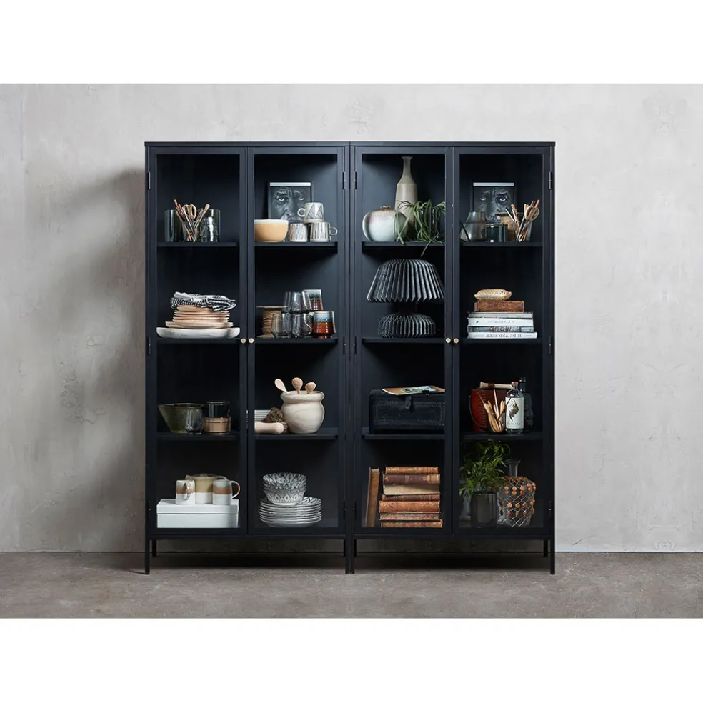 Vitrine en métal 4 étagères h190cm - carmel