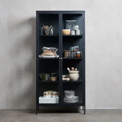 Vitrine en métal 4 étagères h190cm - carmel