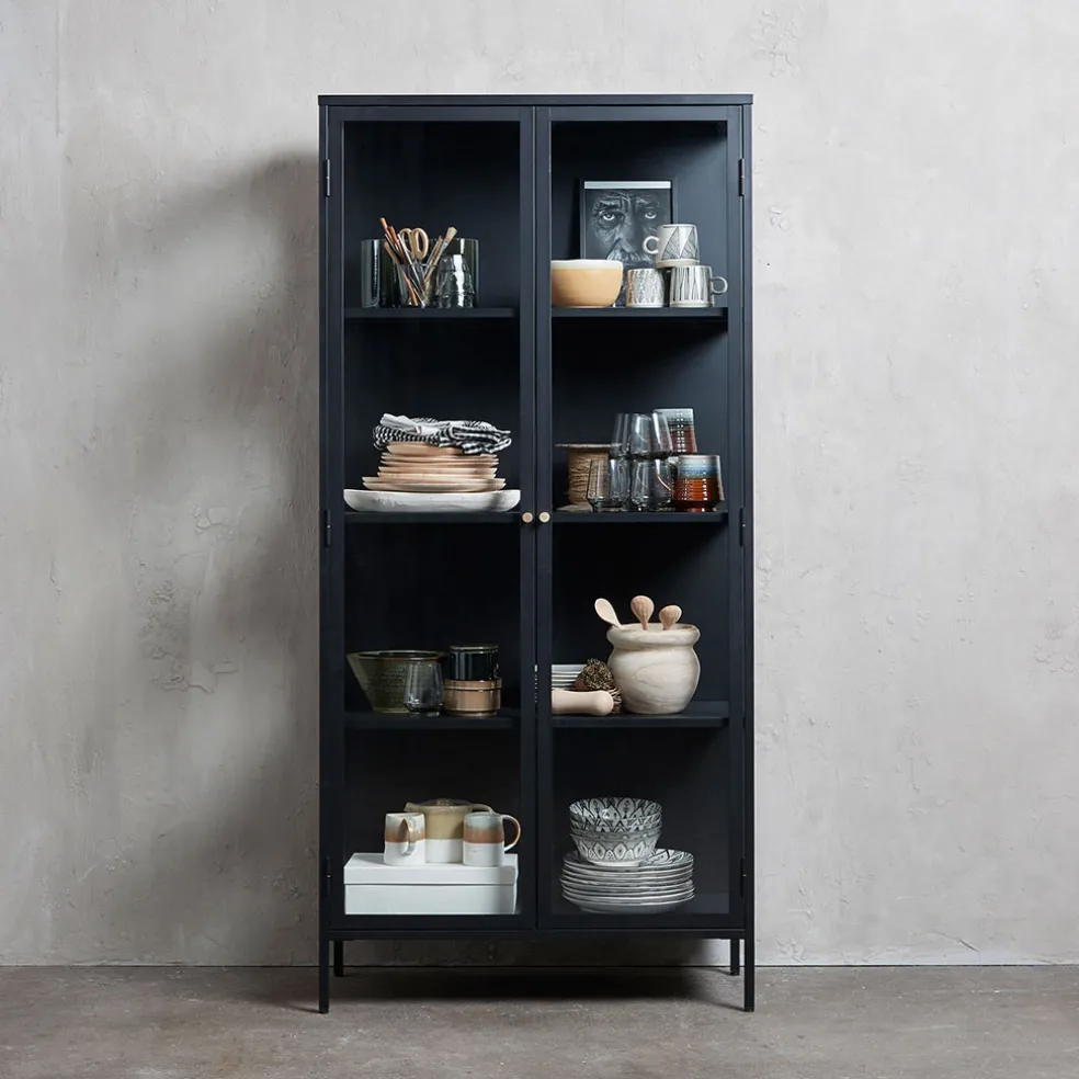 Vitrine en métal 4 étagères h190cm - carmel